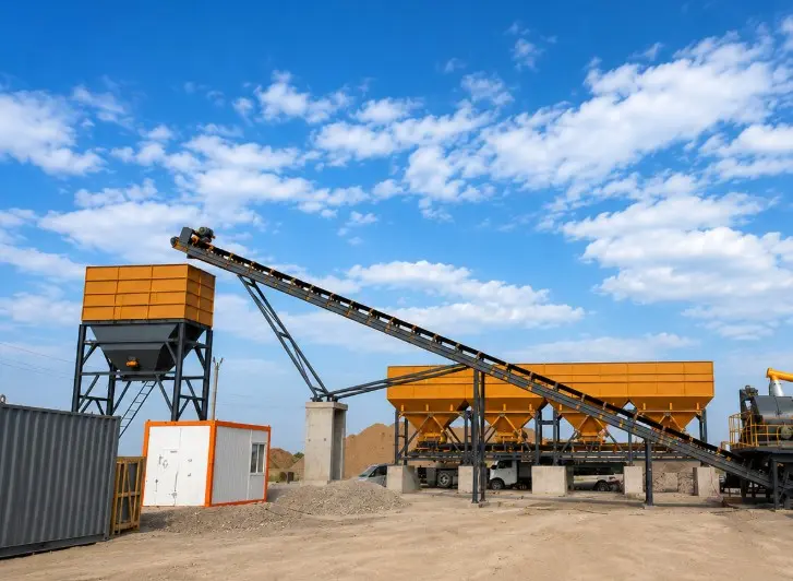 400-600 ton/saat kapasiteli mekanik stabilizasyon plenti ve agrega bunkerleri