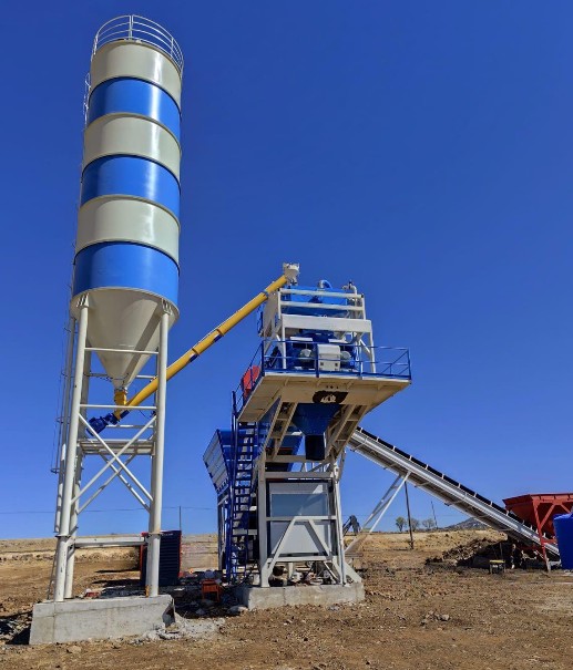 Centrale à béton mobile avec silo à ciment et système de dosage haute capacité